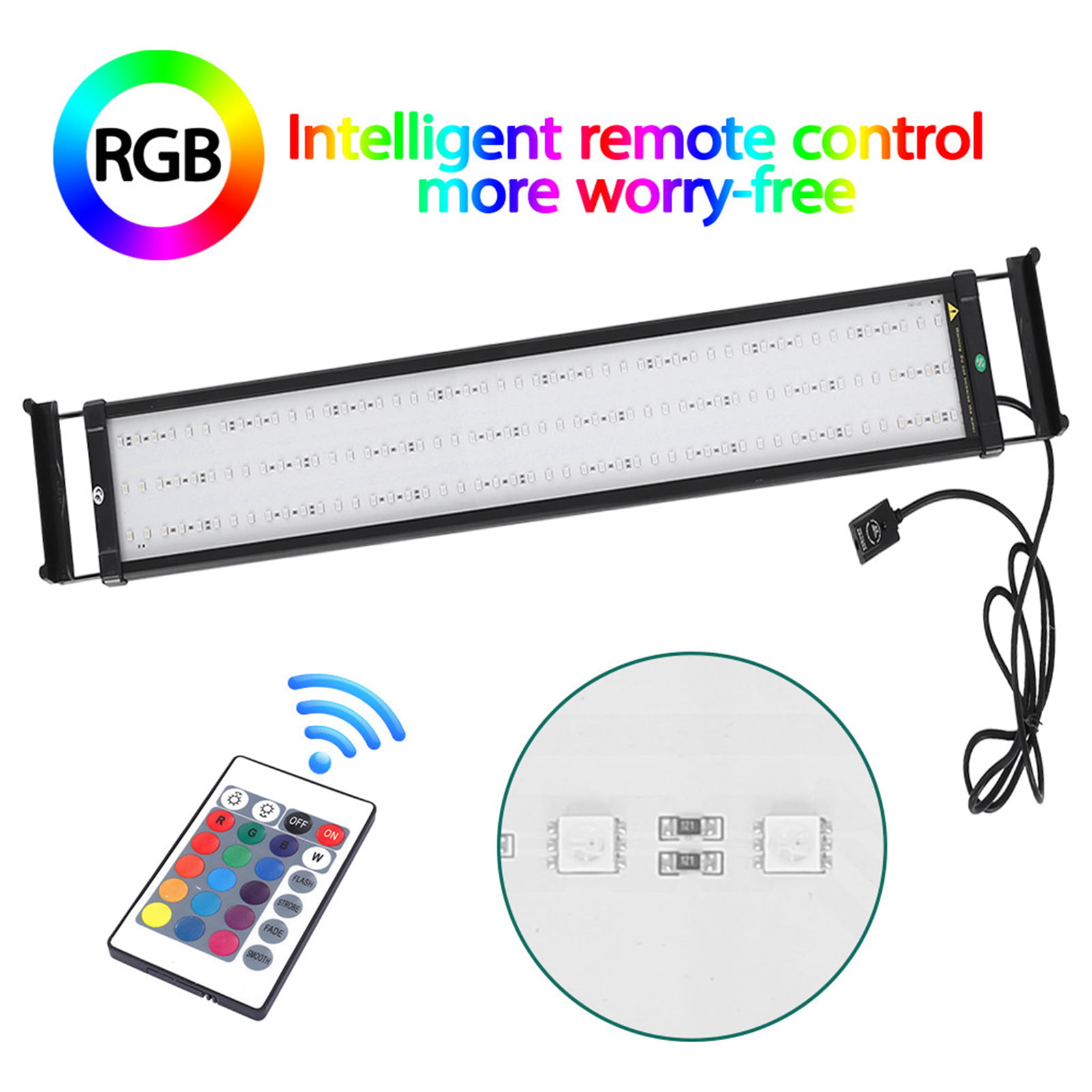 28-36" Saltwater Aquarium Light Dimmable RGBW LED Color Changing Remote Control 