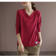 thumbnail image 3 of Camisetas de mujer, primavera 2022, camisetas lisas con parte inferior, camisetas de manga larga con cuello en V para mujer, camisetas de gran tamaño, ropa recién llegada, 3 of 5