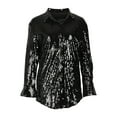 thumbnail image 5 of Sokhgu Women's Plus Sized Blouse Long Sleeved Shirts Sequined Lapel Casual Button Up Cardigan Party Formal Dressy Tops, 5 of 6