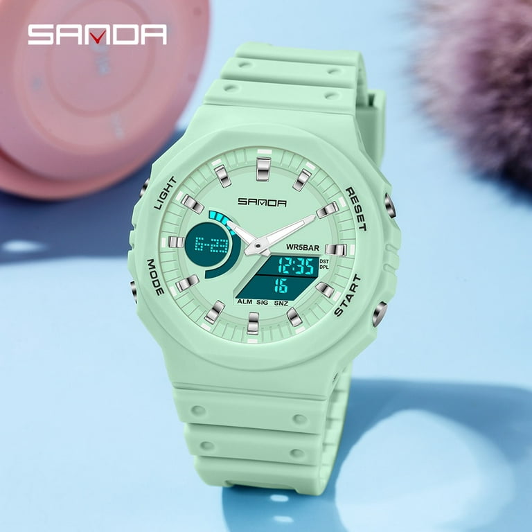 Sanda 2022 New Casual Women's Watches Fashion Luxury Digital Quartz Watch for Female Clock 5ATM Waterproof Relogio Feminino 6016, Size: One size, Pink