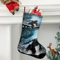 thumbnail image 2 of Halo Tema: Calcetines de Navidad, fino lino blanco para colgar en escaleras y chimenea, decoración navideña para el hogar, regalo de Navidad. 45cm × 32cm, 2 of 5