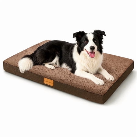Exclusivo Mezcla Medium Dog Bed with Removable and Washable Cover Orthopedic Pet Bed for Crates Non-Slip Bottom and Waterproof Liner 36 ×24 Brown