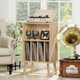 thumbnail image 2 of Record Player Stand with Storage - Mid-Century Vinyl Record Holder, 2 of 5