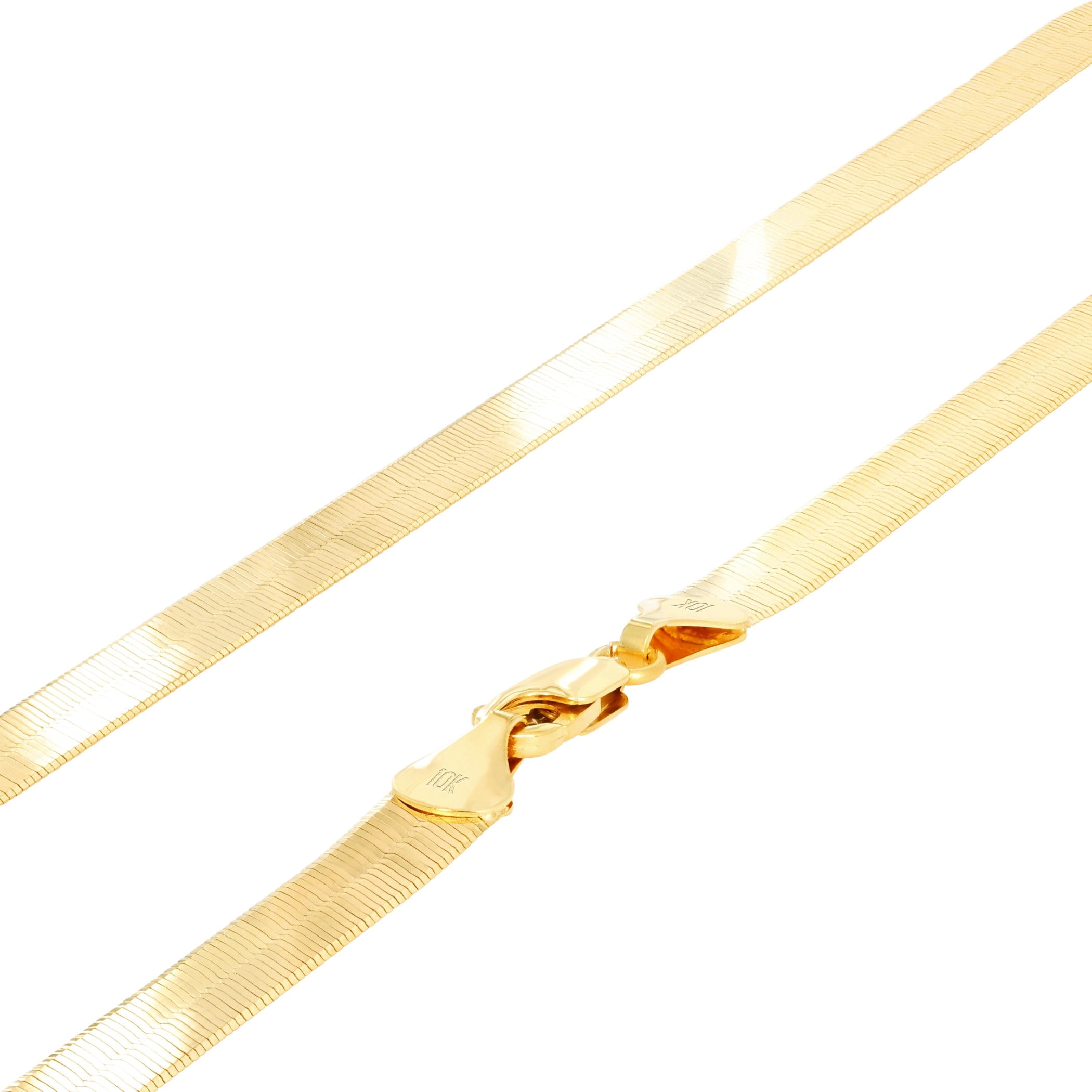 Nuragold 10k Real Yellow Gold Solid Herringbone Flexible 6mm Chain Necklace (16"-24") Italian Jewelry for Men & Women