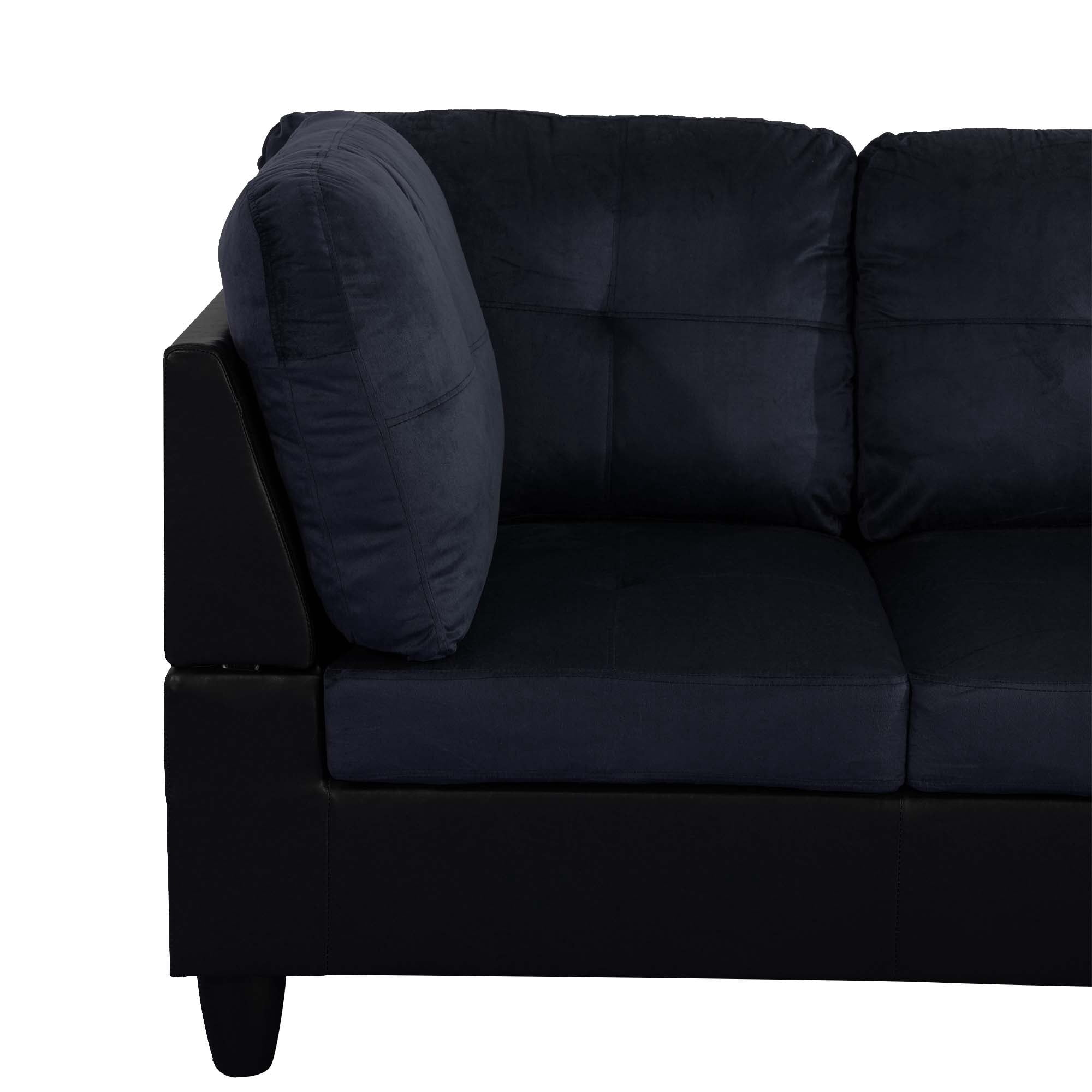 Aukfa Sectional Sofa, 3 Piece Living Room Couch with Storage Ottoman, Right Facing Chaise, Dark Blue