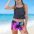thumbnail image 7 of Momihoom Girls' Ruffled Two-Piece Swimsuit with Tropical Palm Print, Flowy Tank Top and Shorts Set for Beach and Pool Days, 7 of 7
