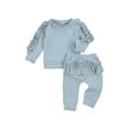 thumbnail image 2 of Franhais Newborn Baby Girls Fashion 2-piece Outfit Set Long Sleeve Ruffle Top+Pants Set, 2 of 7