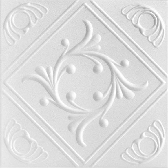 A la Maison Ceilings r02-8pw Diamond Wreath Ceiling Tile Plain White