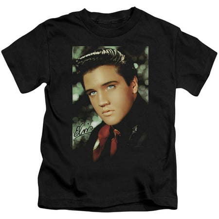 Trevco ELV106-KT-2 Elvis Presley & Red Scarf Juvenile 18-1 Short Sleeve T-Shirt Black - Medium - 5-6