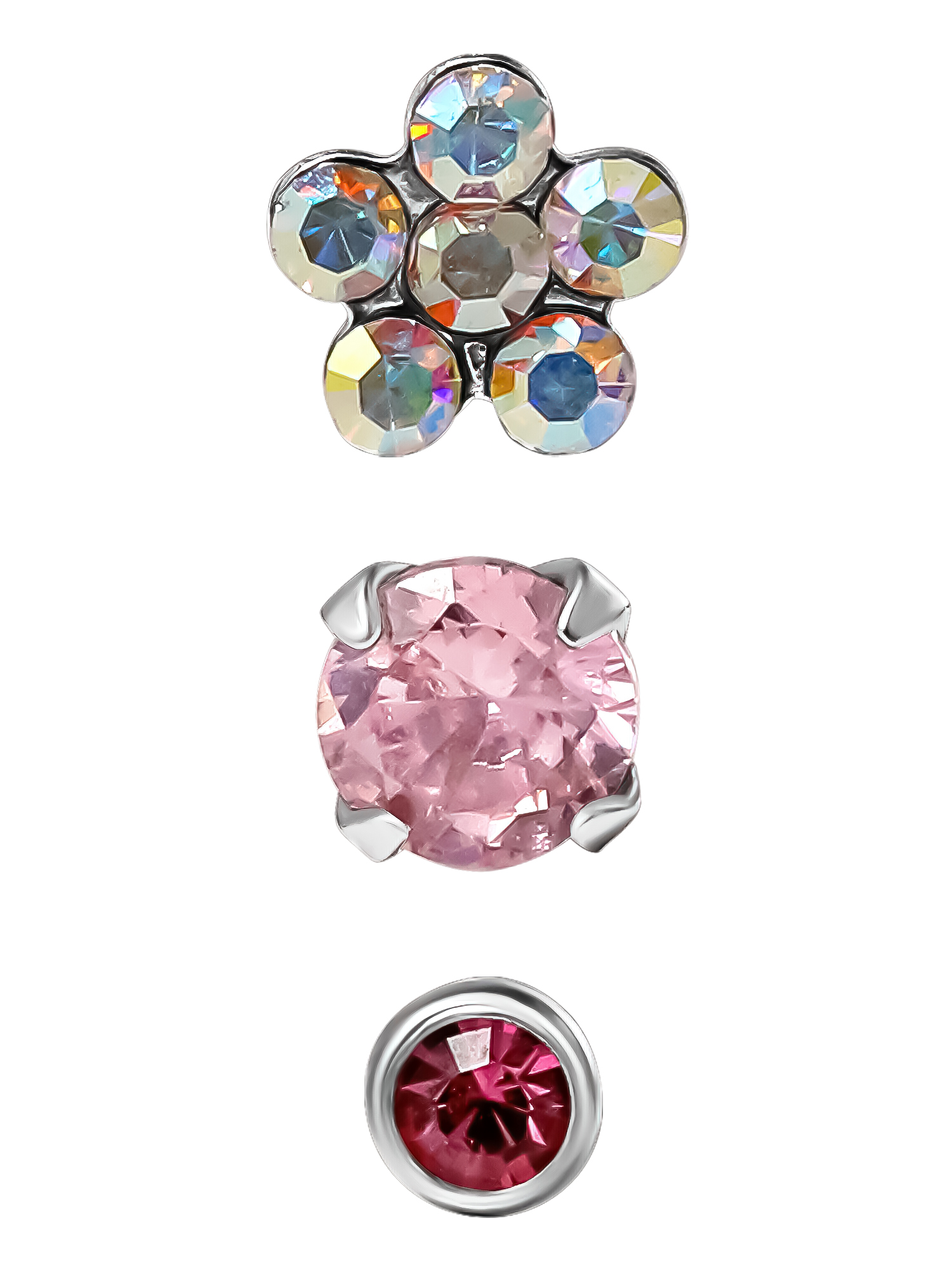 Women's 16-Gauge Pink Crystal Labret & Monroe Body Jewelry Set