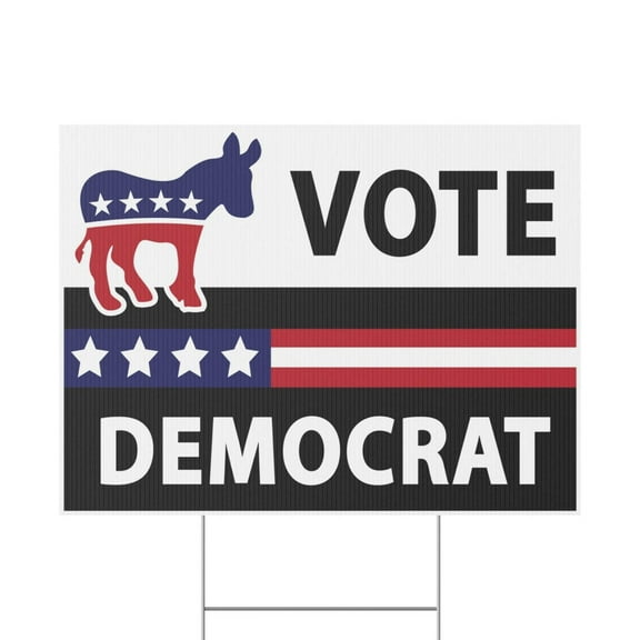 Vote Democrat Yard Sign, 18x12, 24x18, 36x24, H-Stake Included, v1