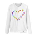 thumbnail image 4 of IROINNID Polyester Long Sleeve T Shirt for Women Daily Summer Fold Printed Regular Round Neck Button Top,White, 4 of 5