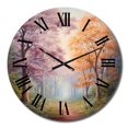 thumbnail image 2 of Designart "les Arbres Roses Aiment la Rivière expression II" Paysages Horloge Murale Surdimensionnée, 2 of 6