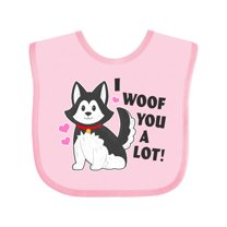 Inktastic I Woof You a Lot with Husky Dog Illustration Boys or Girls Baby Bib