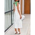 thumbnail image 4 of Vestido largo Wenrine de verano con estampado floral y cuello en V, sin mangas, verde, 4 of 6