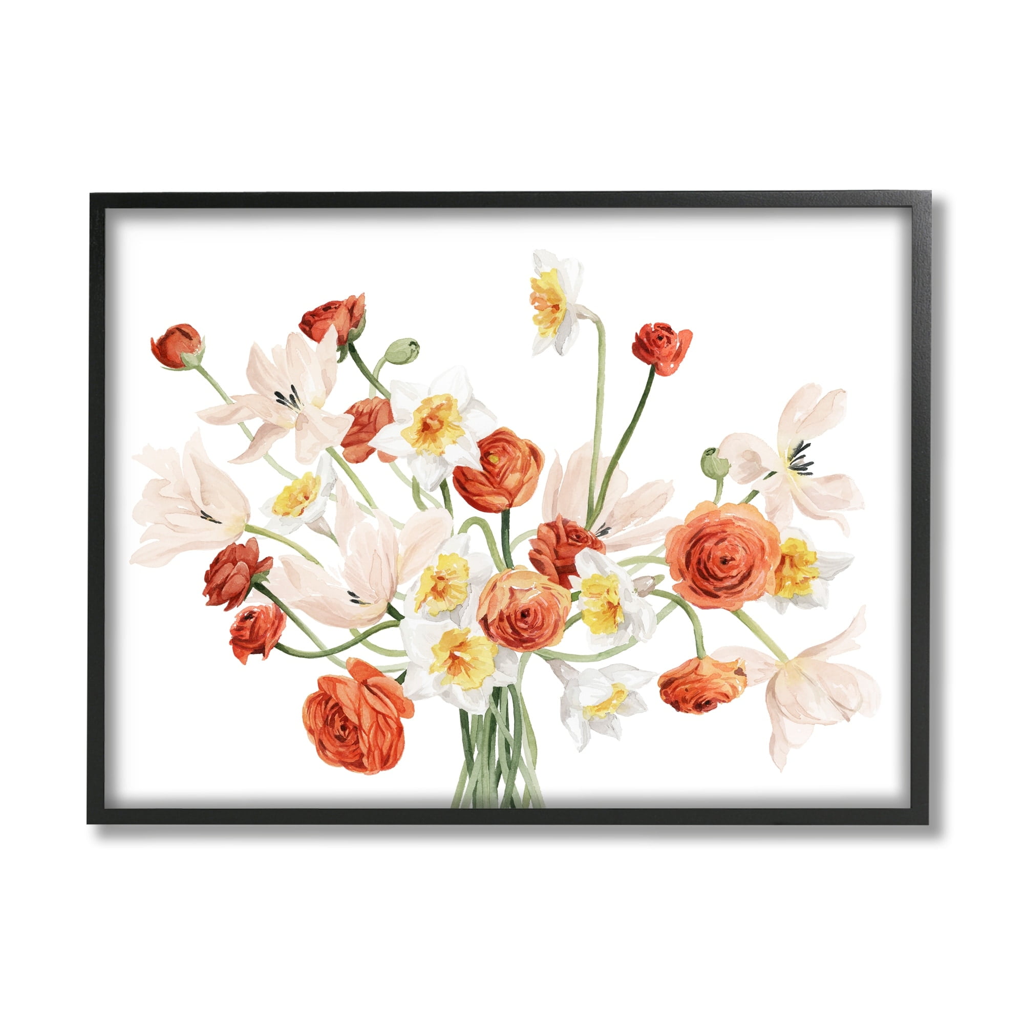 Stupell Industries Minimal Intertwining Orange White Flower Bouquet , 20 x 16, Design by Grace Popp