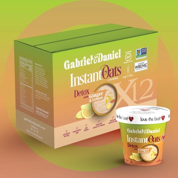 Gabriel & Daniel Organic Instant Oatmeal with Ginger, Lemon & Almonds – (12 Pack)