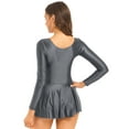thumbnail image 2 of CHICTRY Womens Glossy Tennis Dress with Briefs Long Sleeve Ruffled Mini Dress for Dance Clubwear Dark Gray L, 2 of 6
