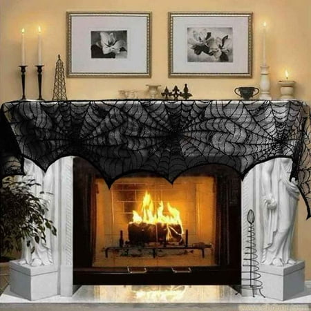 Kimloog Halloween Bats Spider Web Cobweb Black Lace Festival Fireplace Mantle