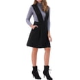 thumbnail image 4 of Vestido Pinafore A-Line con Tirantes para Mujeres INSPIRE CHIC, Cuello en V, por encima de la rodilla, Talla XS, Negro, 4 of 6