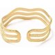 thumbnail image 2 of 1 Brazalete abierto ondulado de acero inoxidable 304 para mujer, con baño de oro de 18 quilates., 2 of 3