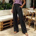 thumbnail image 6 of Oiangi Pants for Women Elastic Waist Straight Leg Pant Fall Casual Daily Wear Trousers with Pockets Black S, 6 of 6