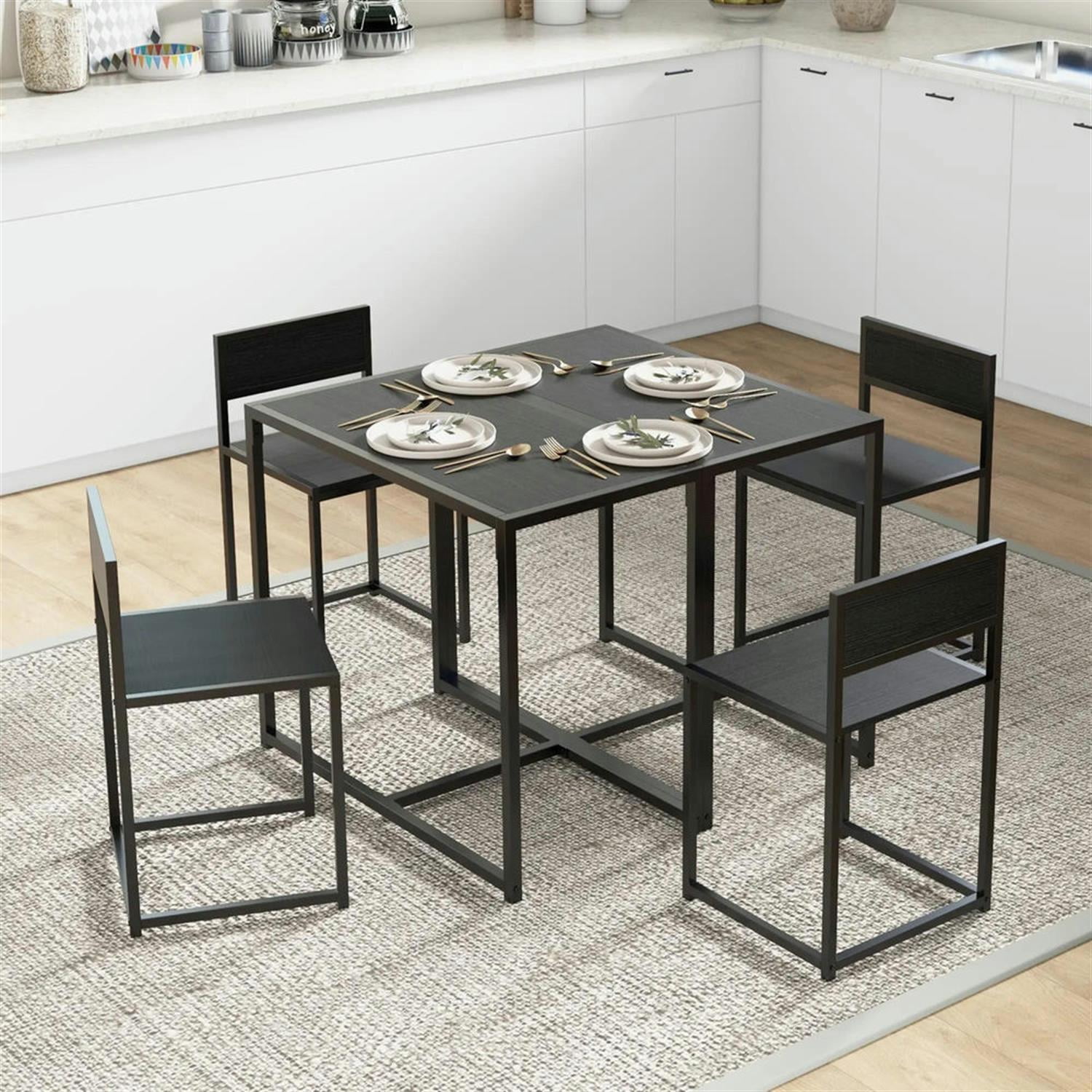 Demi Bonn 3 Piece Dining Table Set for Small Spaces,dustrial Kitchen Table and Chairs for 2 Dining Room Set with Chairs Home Furniture Rectangular, Black