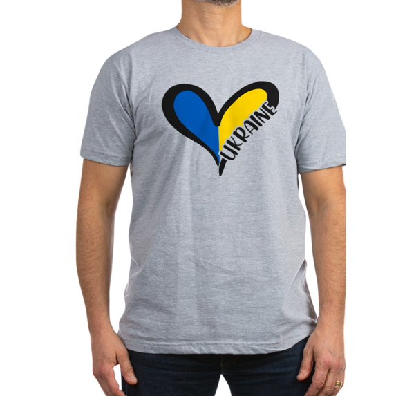 CafePress - Love Ukraine Heart T Shirt - Men's Fitted T-Shirt