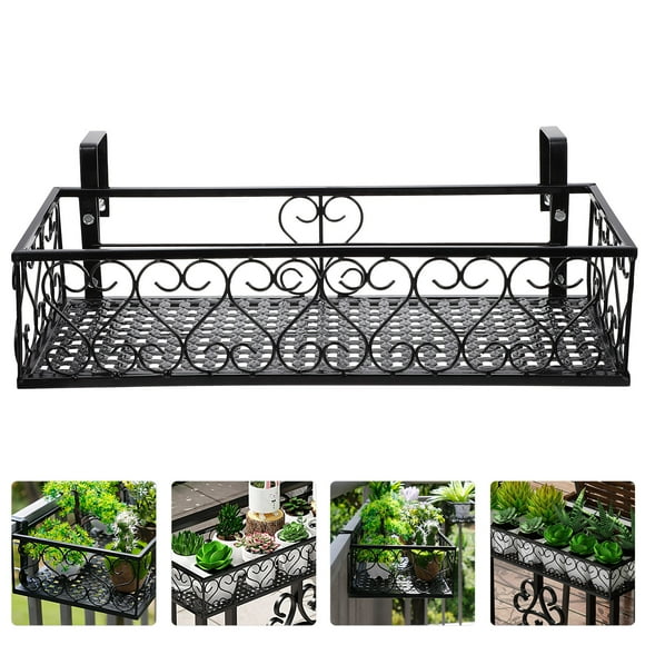 KONTONTY 1Set Iron Deck Rail Planter for Sturdy Balcony Flower Holder Storage