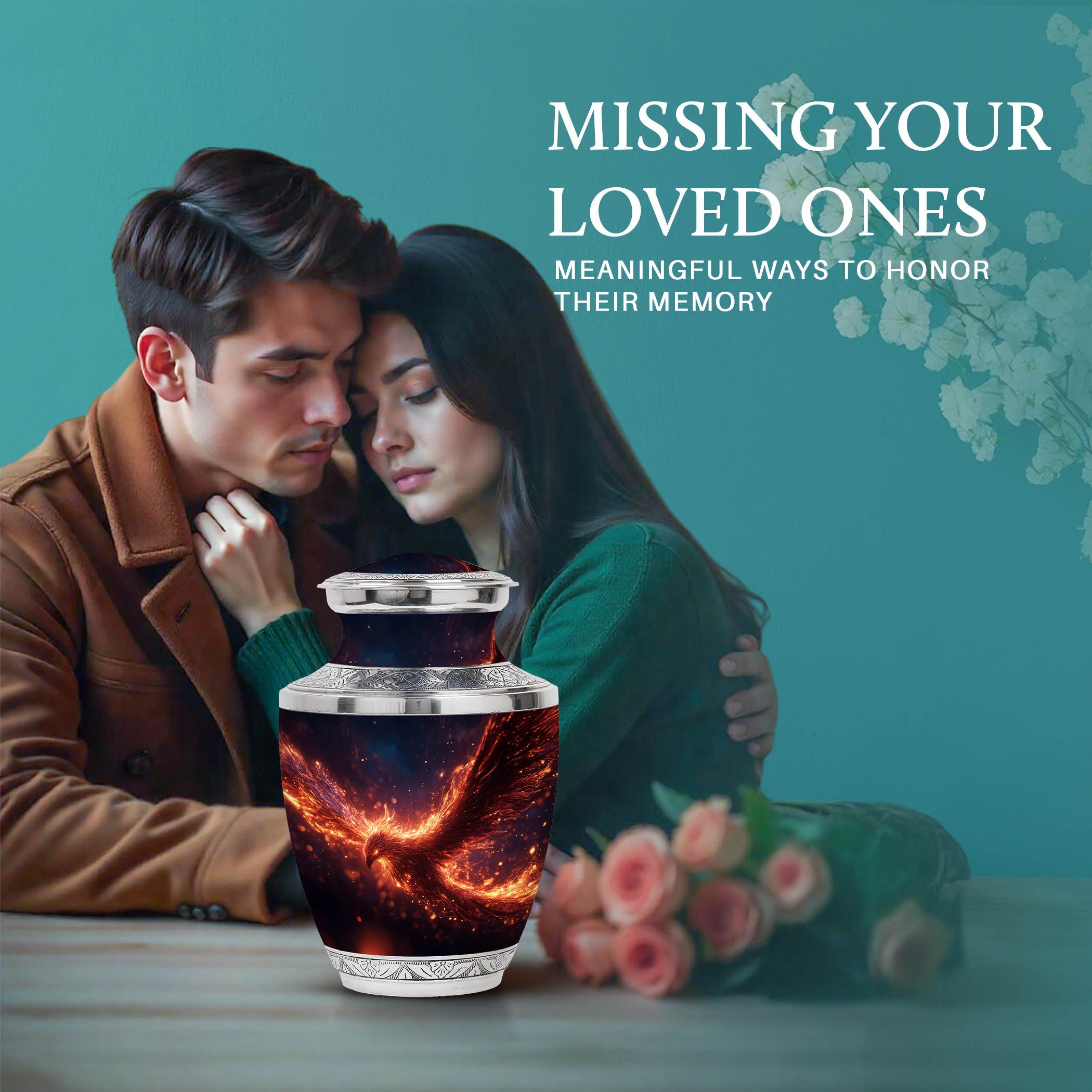 SABURIAL Phoenix Urn - Unique Handcrafted Burial Urns for Human Ashes - Beautiful Mini Cremation Urn for Adult Female Ash - Decorative Funeral Urns - Comb - 10 Inch Large & 3 Inch