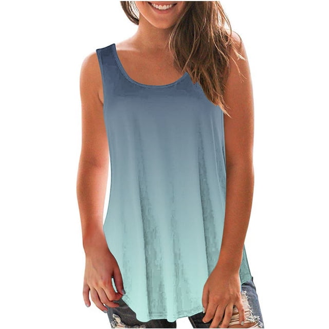 Yuyuzo Débardeurs pour Femmes Été Sans Manches T-Shirt Décontracté Col Rond Chic Color Block Blouse Fluide de Plage