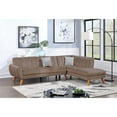 thumbnail image 2 of Poundex 2-Piece Velvet Sectional Sofa with Curved Armrest in Light Brown, 2 of 9