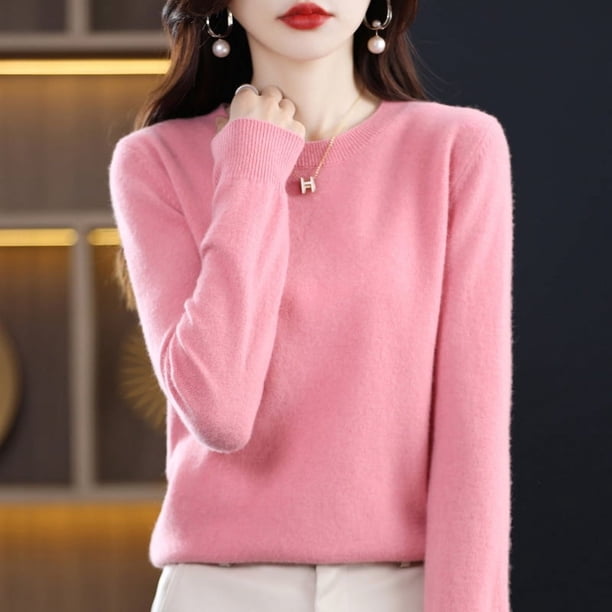 Suéter de lana Suéter de cuello redondo para mujer Suéter tipo pulóver Suéter de base suelta interior Suéter superior para mujer