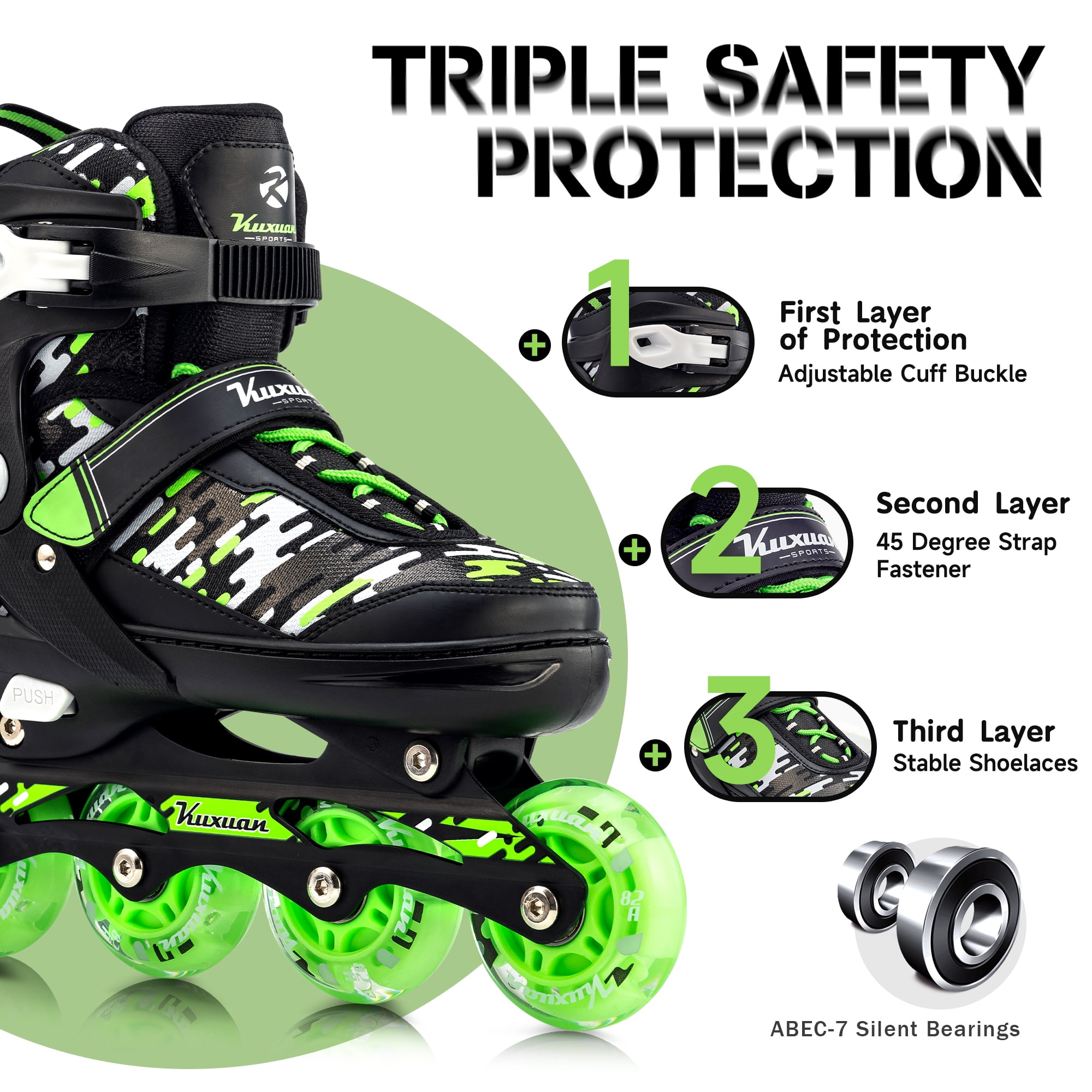 Adjustable Inline Skates for Kids Boys Girls Women Beginner Fun Illuminating Outdoor Skates