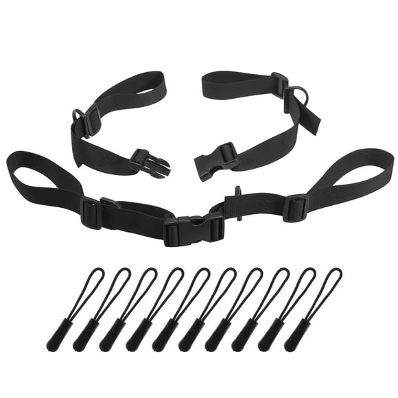 2 Packs Adjustable Chest Straps Sternum Straps Belts with 10pcs Zipper Pulls Black