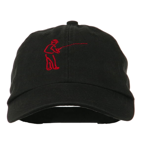 Fisherman Embroidered Pet Spun Washed Cap - Black OSFM