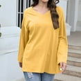 thumbnail image 5 of Lmnyox Women's Casual Solid Tops Casual Loose Long Sleeve V Neck Cotton Shirts Fashion Basic Pullover Tee, 5 of 8