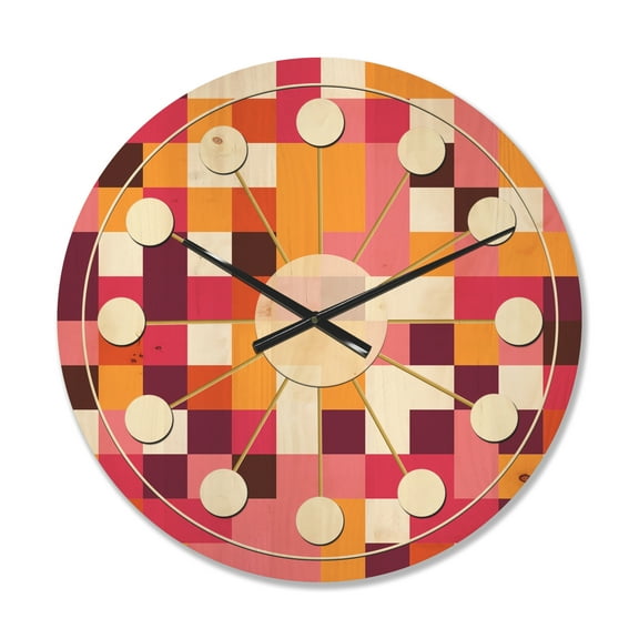 Designart 'Geometrical Retro Design VII' Mid-Century Modern Wood Wall Clock
