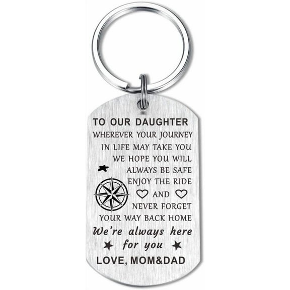 To My Son Daughter Love Gifts Keychain from Mom Dad, Son Engraved Compass Enjoy the Ride, Graduation Christmas
