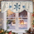 thumbnail image 6 of Gradient Navy Winter Snowflakes Tie Up Valances Curtain, Blue Stripes Christmas Vintage Adjustable Rod Pocket Short Window Treatment Tie Up Curtains Valances for Kitchen Living Room Bathroom 54x18 In, 6 of 9