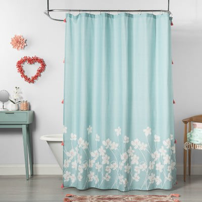 Hibiscus Fl Shower Curtain Aqua, Opalhouse Shower Curtain