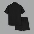 thumbnail image 4 of Dianli Gifts Men's Solid Color Collared Short Sleeve Button-Down Shirt with Drawstring Slanted Pockets and Shorts Set, Relaxed Summer Loungewear, Breathable Two Piece Fashion Outfit Pink M, 4 of 9
