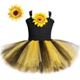 thumbnail image 3 of Vestido de tul con diseño de girasol para niñas, color negro y amarillo, para fiesta de cumpleaños de niñas pequeñas, disfraz de Halloween para niñas, 3 of 5