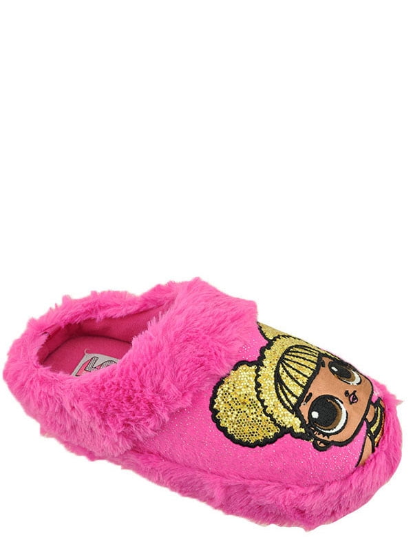 Surprise Little Kid/Big Kid Size 9 to 1 L.O.L Easy Slip-on Plush Scuff Girls Slipper Queen Bee and Rocker