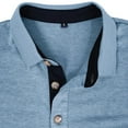 thumbnail image 5 of FhsagQ Men's Shirts Mens Shirts Cotton Spandex Comfortsoft Male Summer and Spring Solid Color Lapel Short Sleeve Button Neck Striped Oversized Shirt Top Mens Shirts Tops Loose Fit Light Blue XL, 5 of 5