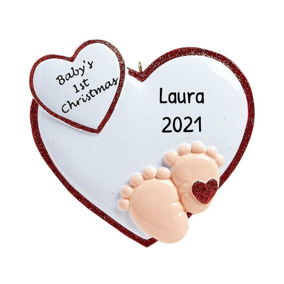 Ornaments by Elves Personalized Baby First Christmas 2024 Ornament Baby Footprint Ornament .25lbs