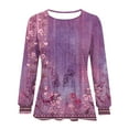 thumbnail image 4 of miqiqism Womens Vinatge Tops Trendy Pleating Round Neck Tunic Sweatshirts Juniors Comfy Long Sleeve Tshirts Flared Lightweight Casual Blouses Trendy Tees,Purple,Large, 4 of 4
