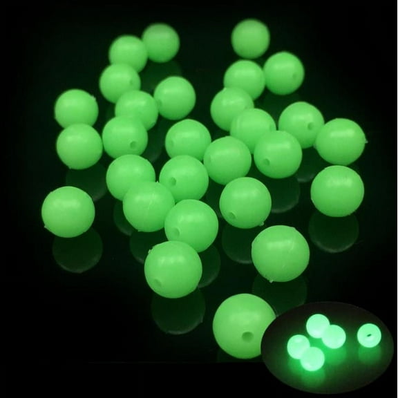 Stellar Fishing Line Luminous Beads (100 Pack) Round 8mm Glow Fishing Line Leader Rig, Fishing Tackle
