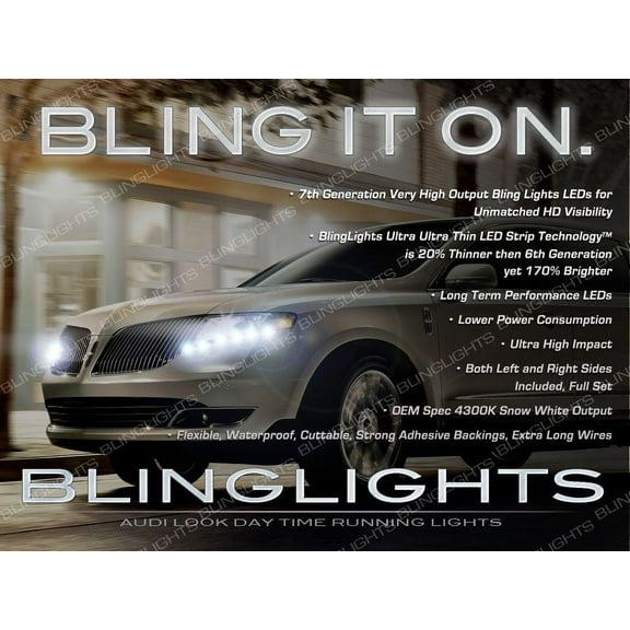 For Lincoln MKT LED DRL Head Lamp Light Strips Day Time Running Kit