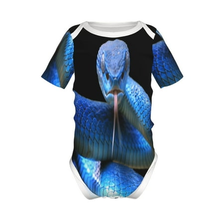 

Lukts Blue Viper Snake 2 Print Baby Short Sleeve Romper Onesie for Newborn Baby Boys and Girls-12 Months